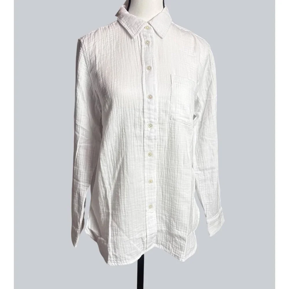 J.CREW Womens Classic Shirt Sz PS Garcon in cotton-Linen Gauze Botton-up Casual - Picture 11 of 12